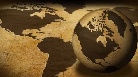 Vintage Rotating Globe And Map Of The World Background 스톡 동영상 41334007
