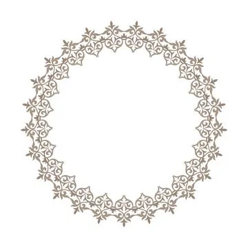 Vintage Round frame arabesque in Eastern style. Oriental porcelain plate  Stock Illustration