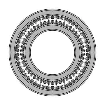 Vintage round frame. Pattern of lotus flowers. Circle ornament ancient Africa.  库存插图