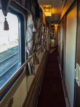 Vintage Russian Train Interior During Journey to Saint Petersburg Stock Photos
