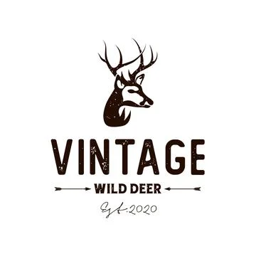 Vintage rustic deer hunter logo design Stock Illustration