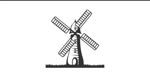 Vintage rustic windmill farm animated video looping 4k video Video stock 262599675