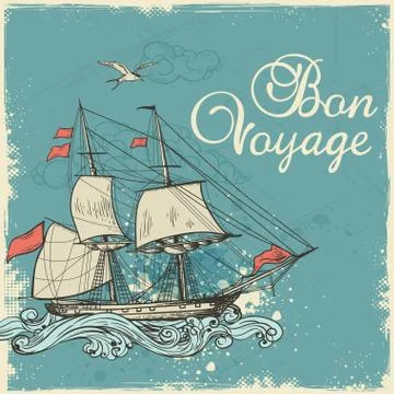 Vintage sailing ship Stock Illustration