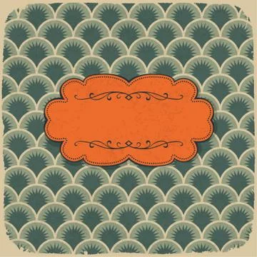 Vintage scale pattern with retro label. vector, eps10 Stock Illustration