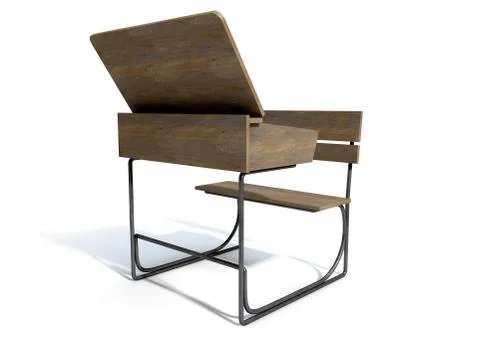 Vintage School Desk Open Empty Stock Illustration