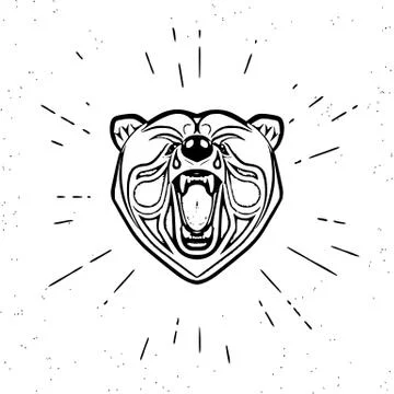 Vintage screaming bear Stock Illustration