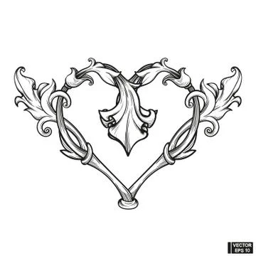 Vintage scroll baroque frame, decorative design element. Stockillustratie