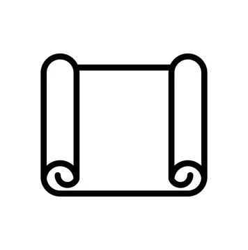 Vintage Scroll Icon Design in Simple Black Outline Style for Various Uses Stock Illustration