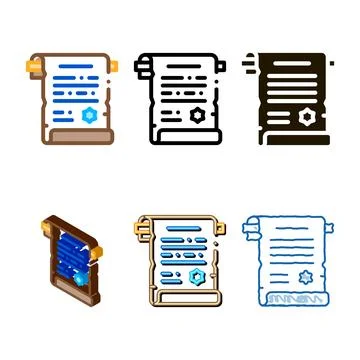 Vintage scroll icon vector styleset outline Stock Illustration