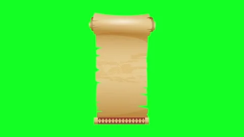 Vintage Scroll Unrolls and Rolls Up on Green Screen Background - Animated O.. Stock Footage 334241971