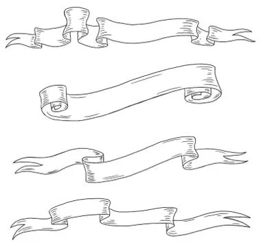 Vintage scrolls set Illustrazione stock