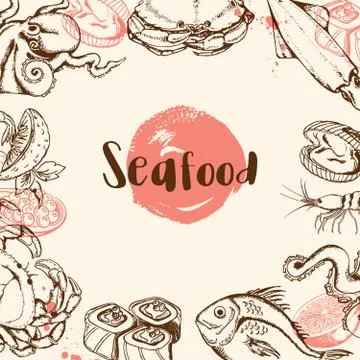 Vintage seafood menu Stock Illustration
