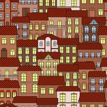 Vintage seamless architecture pattern background Illustrazione stock