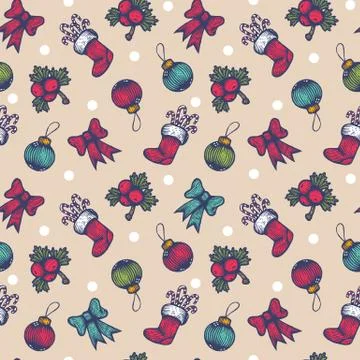Vintage seamless Christmas pattern Stock Illustration