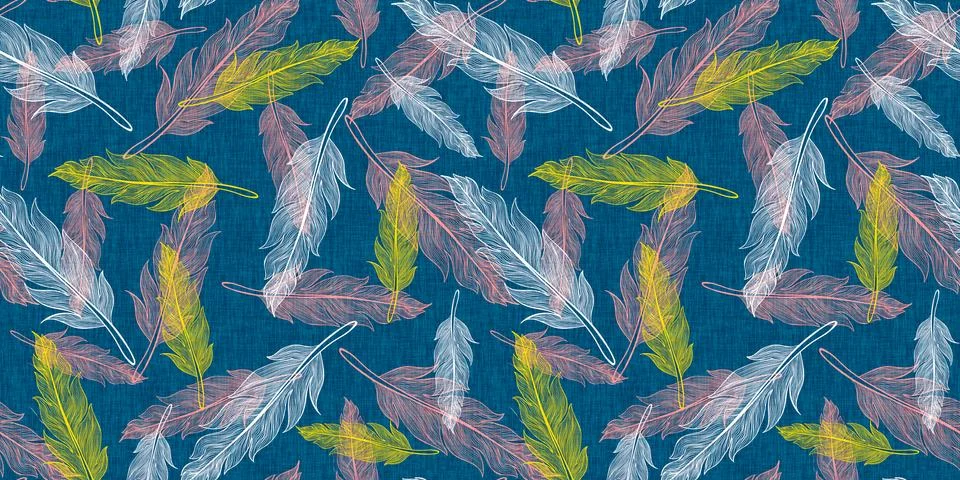 Vintage seamless feather pattern Illustration