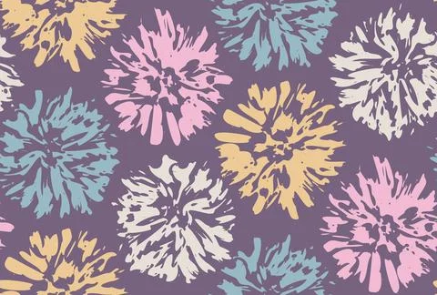 Vintage seamless floral pattern of aster flowers in retro style. Vector sea.. Illustrazione stock