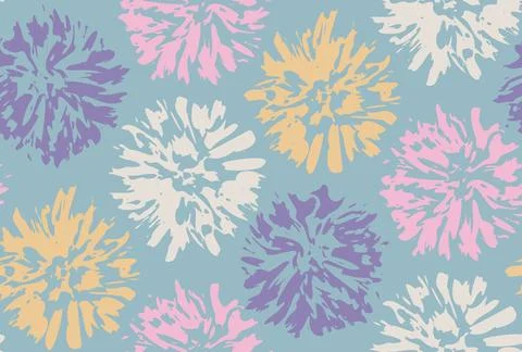 Vintage seamless floral pattern of aster flowers in retro style. Vector sea.. Stock Illustration