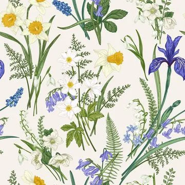 Vintage seamless floral pattern. Illustrazione stock