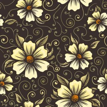 Vintage Seamless Flower Pattern Stock Illustration