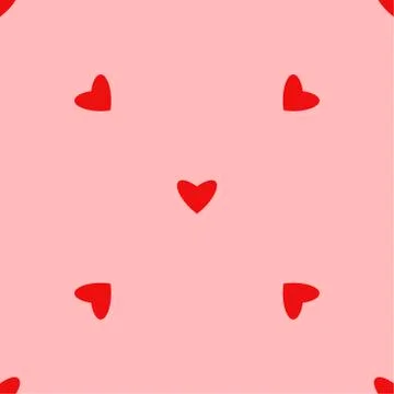 Vintage seamless heart pattern. Cute simple style hearts on a pink background Stock Illustration