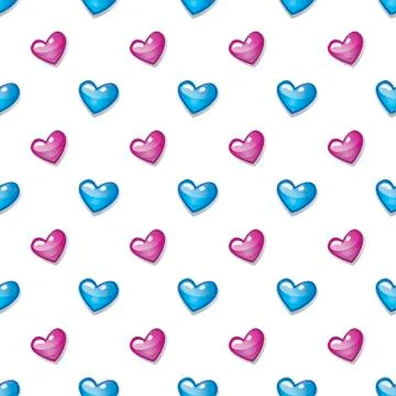 Vintage seamless heart pattern. Cute simple style hearts on a white  Stock Illustration