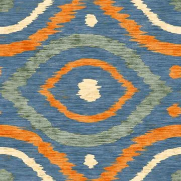 Vintage seamless ikat ogee pattern in vintage style. Retro pattern of abstr.. Stock Illustration