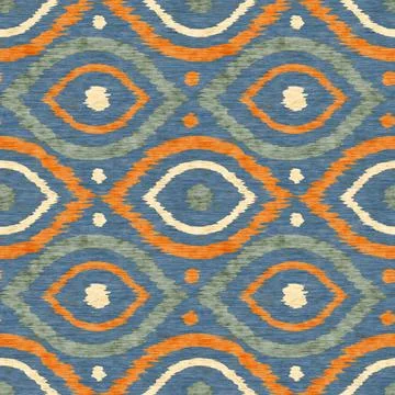 Vintage seamless ikat ogee pattern in vintage style. Retro pattern of abstr.. Stock Illustration