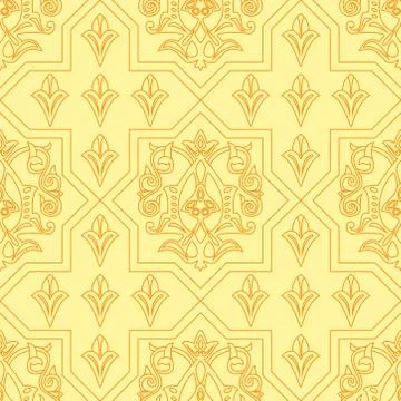Vintage seamless linear floral pattern in damask / persian / turkish style. Stock Illustration