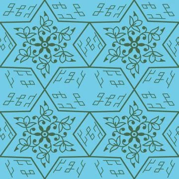 Vintage seamless linear floral pattern in damask / persian / turkish style. イラスト素材