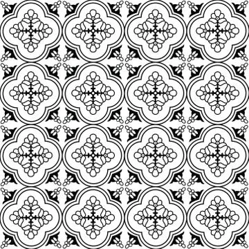 Vintage seamless linear floral pattern in damask / persian / turkish style. Stock Illustration