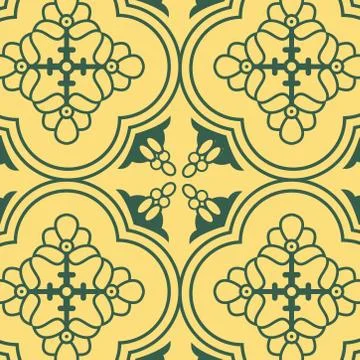 Vintage seamless linear floral pattern in damask / persian / turkish style. Stock Illustration