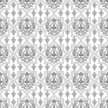 Vintage seamless linear pattern in damask / persian / turkish style. Stock Illustration