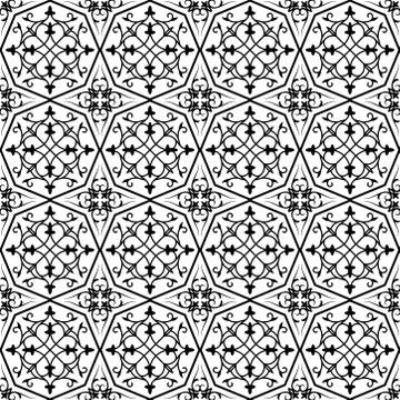 Vintage seamless linear pattern in damask / persian / turkish style. Stock Illustration