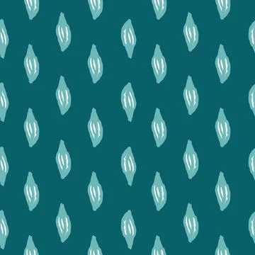 Vintage seamless nature pattern with botanic abstract blue leaves ornament. N Stock Illustration