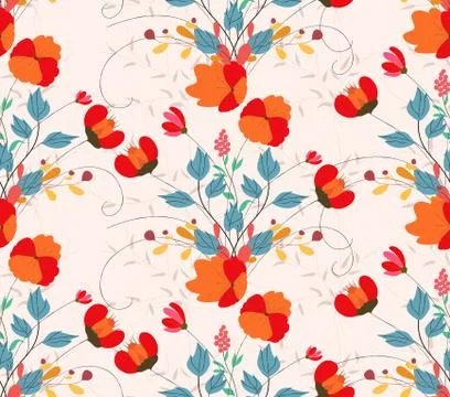 Vintage seamless pattern with abstract flowers Floral background Stock Illustration