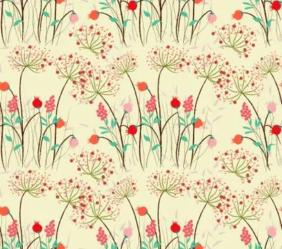 Vintage seamless pattern with abstract flowers Floral background Stock Illustration