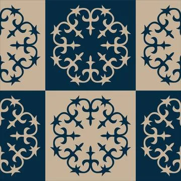 Vintage seamless pattern with arabesques. Seamless pattern. Turkic ornament.  イラスト素材