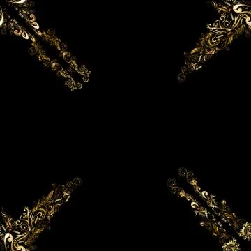 Vintage seamless pattern on a black and brown colors with golden elements. Chris Stock Illustration