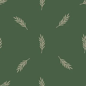 Vintage seamless pattern with botanic hand drawn leaf branches grey shapes. G Stock Illustration