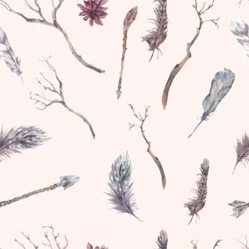 Vintage seamless pattern with branches Stock Illustration