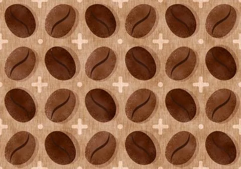 Vintage seamless pattern with coffee beans Stock Illustration