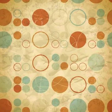 Vintage seamless pattern of colored circles and rings Stock Illustration