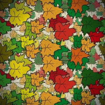 Vintage seamless pattern of colored maple leaves Stock Illustration