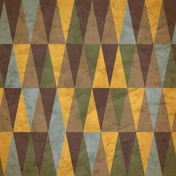 Vintage seamless pattern of colored triangles worn Stock Illustration