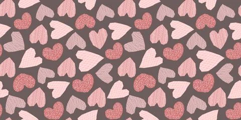 Vintage seamless pattern with different hearts Stock Illustration