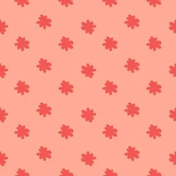 Vintage seamless pattern with ditsy simple flower silhouettes ornament. Pink  Stock Illustration