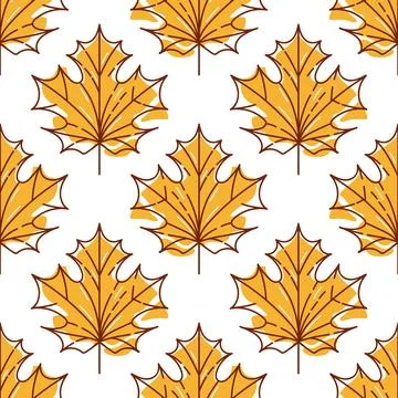 This vintage seamless pattern features beautifully detailed maple leaves in.. Illustrazione stock