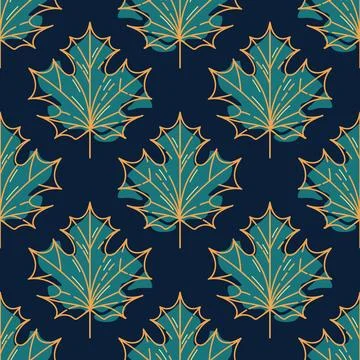 Vintage seamless pattern featuring delicate maple green leaves. The intricate Stock Illustration