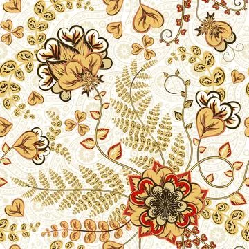 Vintage seamless pattern. Flowers background in eastern style. Decorative 스톡 일러스트