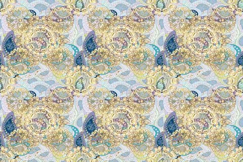 Vintage seamless pattern on a gray, beige and neutral colors with golden element 스톡 일러스트